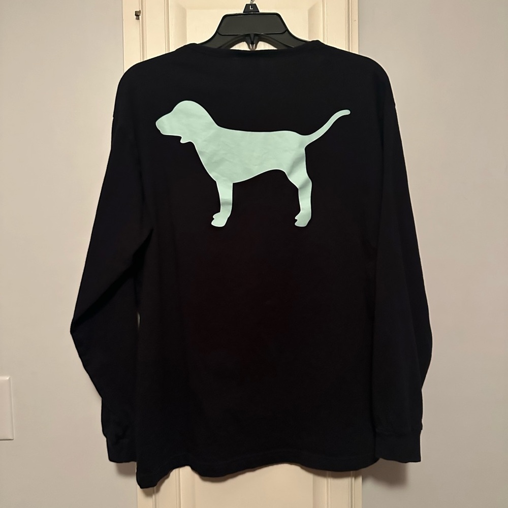 PINK Victoria's Secret Black V-Neck Sweatshirt - Picture 1 of 3